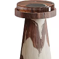 Modern Wooden Side Table With Round Top And Unique Tapered Wooden Base