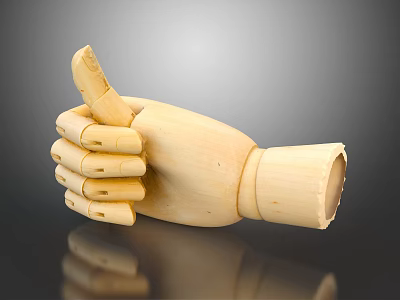 Wooden Hand Model Thumbs Up Pose Decorative Ornament Set For Home Tabletop Decoration 3d model