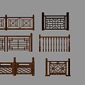 New Chinese Style Solid Wood Railing Hollow Carved Fence Guardrail 3d model