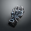Functional Black Silver Mechanical Glove With Metal Components And Display Screen For Daily Use 3d model