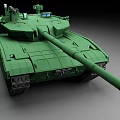 Green Military Tank 3D Model With Long Gun Barrel And Tracks