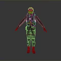 Dark Tactical Gear Figure In Protective Suit With Helmet Mask And Backpack
