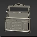 Elegant Classic White Dining Sideboard With Carved Details Mirror Back And Wine Rack Shelves