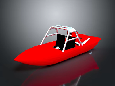 Red Speedboat With White Frame Modern Sporty Design Open Cockpit And Sleek Hull 3d model