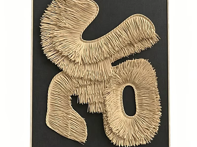 Black Decorative Frame With Natural Woven Abstract Art Design For Wall 3d model