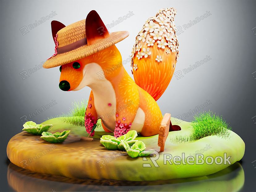 Modern fox fox gardener fox sculpture model