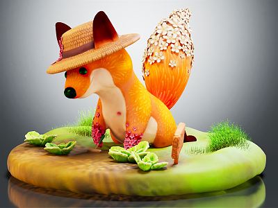 Modern fox gardener fox sculpture 3d model