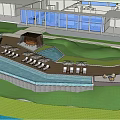 Outdoor Resort Landscape Design With Swimming Pools Seating Areas Pathways And Building Structures