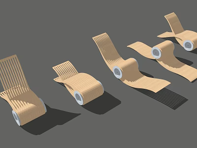 Modern Wicker Outdoor Chairs With Adjustable Positions And Rolling Wheels 3d model
