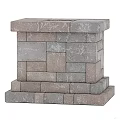Natural Stone and Wood Masonry Wall with Stacked Blocks and Rustic Texture 3d model