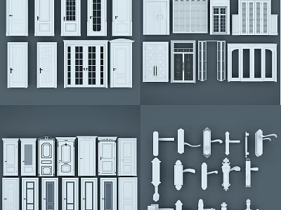 Versatile Swing Door Designs With Different Panel Styles Glass Inserts And Hardware 3d model