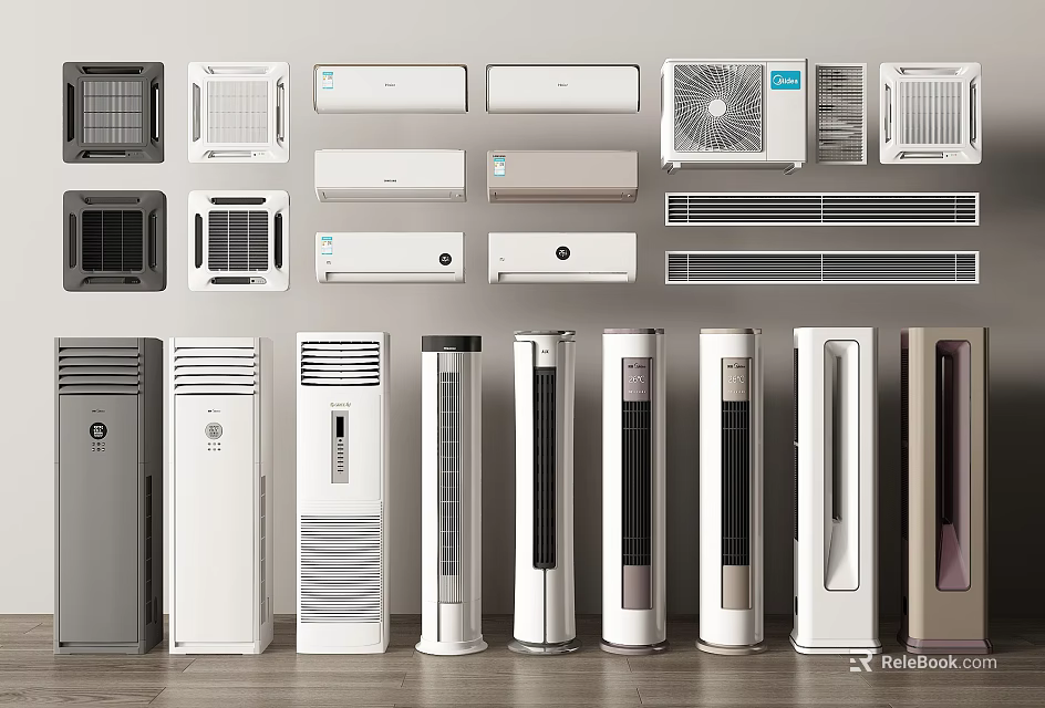 Various Air Conditioner Fan Types With Modern Designs And Different Styles 3d model 