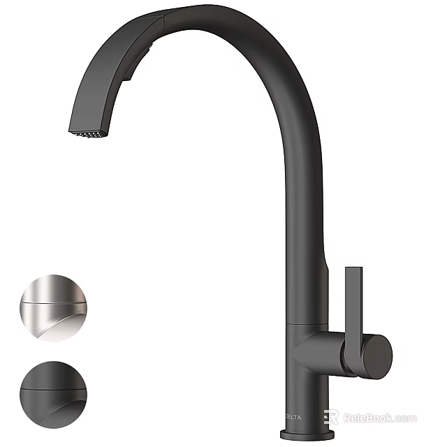 Modern Black Kitchen Faucet With Replacement Knobs 3d model