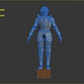 Full Body Silver Medieval Knight Armor Standing On Orange Wooden Base