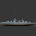 Historical Battleship Model With Masts Cannons Light Blue And Brown Color