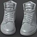 Silver High Top Lace Up Shoes With Metallic Finish And Stylish Design