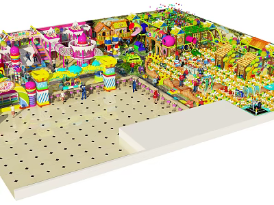 Indoor Playground Equipment with Colorful Slides Climbing Structures and Kids Playing Area 3d model
