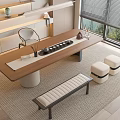 Tea Room Tea Table and Chair Combination 3d model