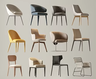 Modern Single Chair Dining Chair Leisure Chair 3d model