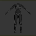 3D Humanoid Character Model In Gray Futuristic Combat Suit With Armor Details