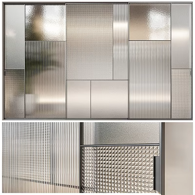 Modern Hinged Door Design With Textured Glass Panels And Metal Frames 3d model