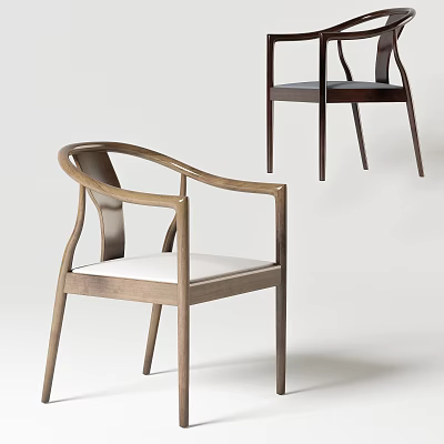 Elegant Modern Leisure Chair With Wooden Frame Curved Armrests And White Cushion 3d model