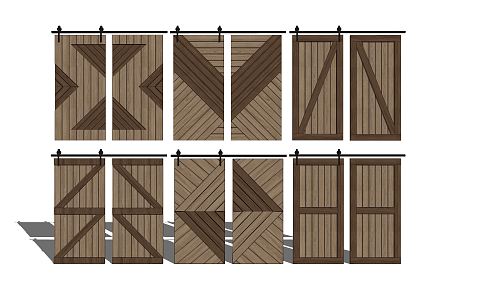 Nordic Barn Door Barn Door Combination 3d model