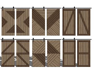 Nordic Barn Door Barn Door Combination 3d model