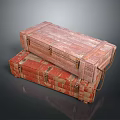 Vintage Stacked Wooden Boxes with Metal Clasps and Rope Handles and Distressed Wood Texture