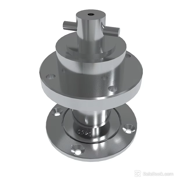 Industrial Silver Metal Component With Flange Structure And Bolt Holes 3d model 