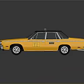 Yellow Taxi Model With Roof Sign Striped Body And Reflective Surface