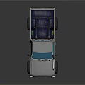 Gray and Dark Blue Off Road Pickup Truck With Large Tires Red Rims Open Bed