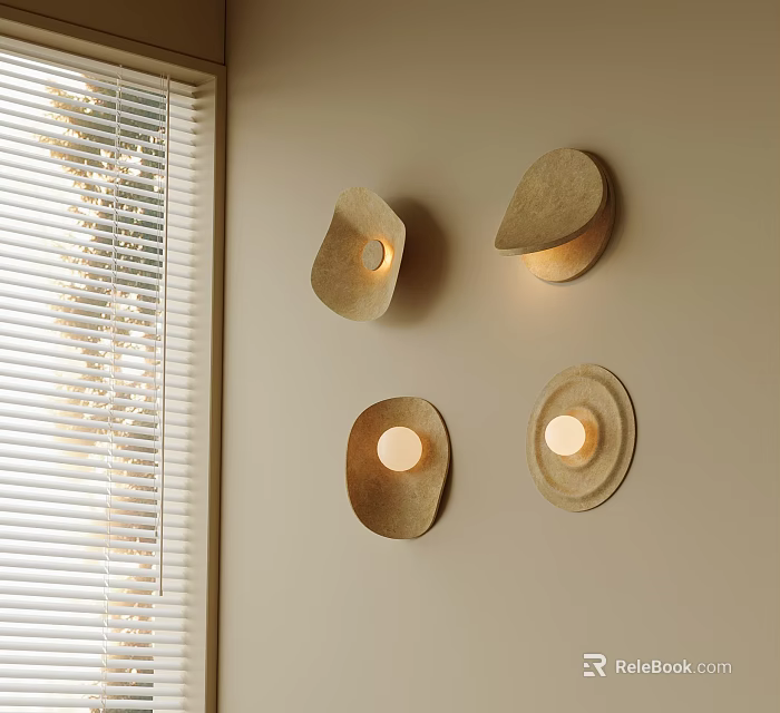Minimalist Wall Sconces With Natural Material Design And Warm Glow For Interior Walls 3d model 