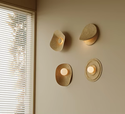 Minimalist Wall Sconces With Natural Material Design And Warm Glow For Interior Walls 3d model