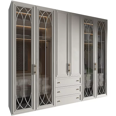 Elegant Modern Entryway Cabinet And Side Cabinet With Glass Doors Gold Handles And Drawers 3d model