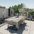 Simple Wind Internet Red Wind Hydrangea Theme Courtyard Garden 3d model