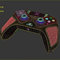 Modern Game Controller With Black Design Purple Buttons Pink X Logo And Textured Grips 3d model