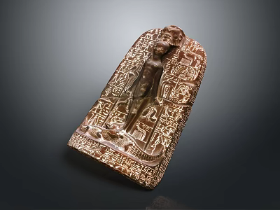 Ancient Egyptian Stone Stela With Carved Figure And Hieroglyphic Inscriptions 3d model
