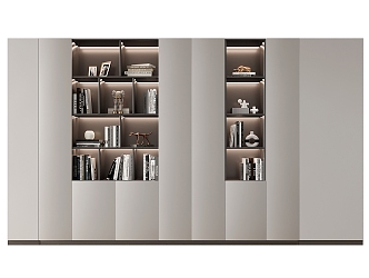 Bookcase Books Ornaments 3d model