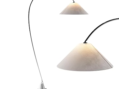 Modern Curved Arm Floor Lamp With White Fabric Shade For Living Room Lighting 3d model