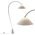 Modern Curved Arm Floor Lamp With White Fabric Shade For Living Room Lighting
