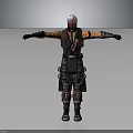 Detailed Creature Character 3D Model In Armored Costume With Open Arms Pose