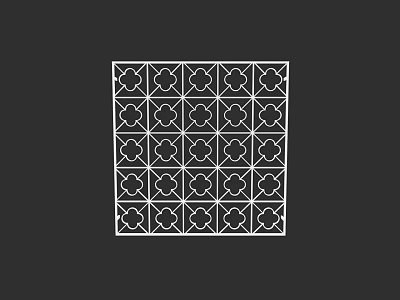 Carved Lattice Window Traditional Geometric Pattern Design In White Outline 3d model