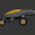 Silver And Yellow Streamlined Toy Car With Black Tires And Yellow Rims