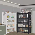 Modern Kitchen Storage Shelves With Transparent Doors Organizing Containers And Jars
