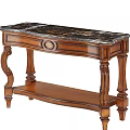 Classic Wooden Desk With Marble Top Carved Legs And Drawer Design