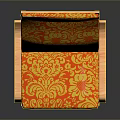 Modern Single Chair With Wooden Frame And Orange Yellow Floral Pattern Design