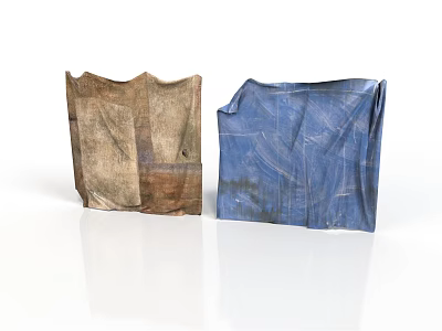 Household Cloth Storage Bags In Brown And Blue Textured Design 3d model