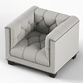 Elegant Light Gray Tufted Accent Chair With Piped Edges And Dark Legs