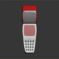 Red And Silver Handheld Computer Terminal Featuring Keyboard Display Screen And Receipt Printer